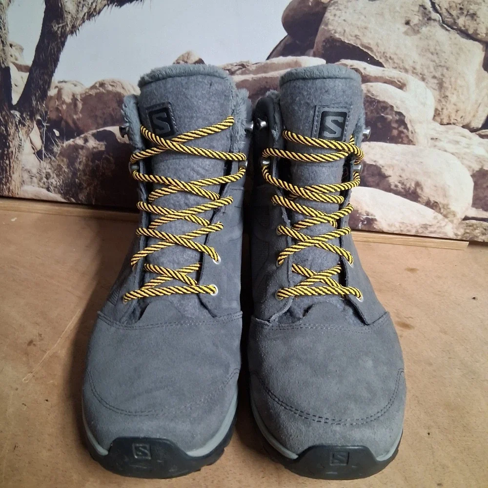 Salomon Ellipse Freeze CS Waterproof Women's Winter Boots Gray Suede Size 7.5